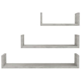 NNEVL Wall Display Shelf 3 pcs Concrete Grey Chipboard