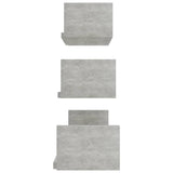 NNEVL Wall Display Shelf 3 pcs Concrete Grey Chipboard