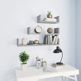 NNEVL Wall Display Shelf 3 pcs Concrete Grey Chipboard