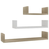 NNEVL Wall Display Shelf 3 pcs White and Sonoma Oak Chipboard