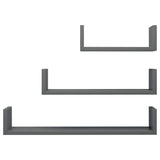 NNEVL Wall Display Shelf 3 pcs High Gloss Grey Chipboard