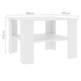 NNEVL Coffee Table White 60x60x42 cm Chipboard