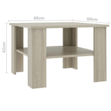 NNEVL Coffee Table Sonoma Oak 60x60x42 cm Chipboard