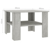 NNEVL Coffee Table Concrete Grey 60x60x42 cm Chipboard