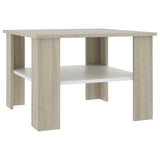 NNEVL Coffee Table White and Sonoma Oak 60x60x42 cm Chipboard