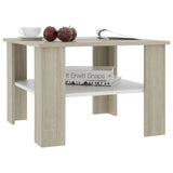NNEVL Coffee Table White and Sonoma Oak 60x60x42 cm Chipboard