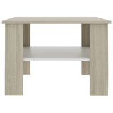 NNEVL Coffee Table White and Sonoma Oak 60x60x42 cm Chipboard