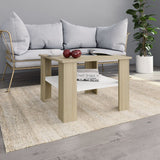 NNEVL Coffee Table White and Sonoma Oak 60x60x42 cm Chipboard