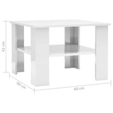 NNEVL Coffee Table High Gloss White 60x60x42 cm Chipboard