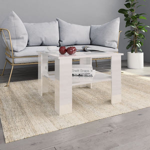 NNEVL Coffee Table High Gloss White 60x60x42 cm Chipboard