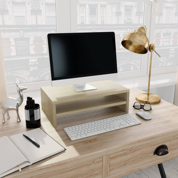 NNEVL Monitor Stand Sonoma Oak 42x24x13 cm Chipboard
