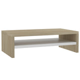 NNEVL Monitor Stand White and Sonoma Oak 42x24x13 cm Chipboard