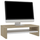 NNEVL Monitor Stand White and Sonoma Oak 42x24x13 cm Chipboard