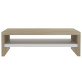 NNEVL Monitor Stand White and Sonoma Oak 42x24x13 cm Chipboard