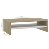 NNEVL Monitor Stand White and Sonoma Oak 42x24x13 cm Chipboard