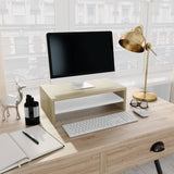 NNEVL Monitor Stand White and Sonoma Oak 42x24x13 cm Chipboard