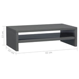 NNEVL Monitor Stand High Gloss Grey 42x24x13 cm Chipboard