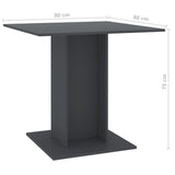 NNEVL Dining Table Grey 80x80x75 cm Engineered Wood
