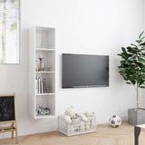NNEVL Book Cabinet/TV Cabinet High Gloss White 143x30x36 cm