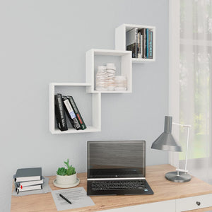 NNEVL Cube Wall Shelves White 84.5x15x27 cm Chipboard