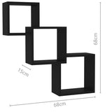 NNEVL Cube Wall Shelves Black 84.5x15x27 cm Chipboard