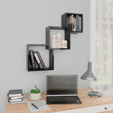 NNEVL Cube Wall Shelves High Gloss Black 84.5x15x27 cm Chipboard