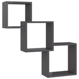 NNEVL Cube Wall Shelves High Gloss Grey 84.5x15x27 cm Chipboard