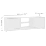 NNEVL TV Cabinet White 120x30x37.5 cm Chipboard