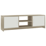 NNEVL TV Cabinet White and Sonoma Oak 120x30x37.5 cm Chipboard
