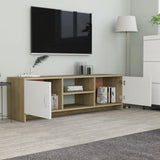 NNEVL TV Cabinet White and Sonoma Oak 120x30x37.5 cm Chipboard