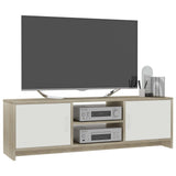 NNEVL TV Cabinet White and Sonoma Oak 120x30x37.5 cm Chipboard