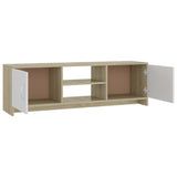 NNEVL TV Cabinet White and Sonoma Oak 120x30x37.5 cm Chipboard