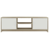 NNEVL TV Cabinet White and Sonoma Oak 120x30x37.5 cm Chipboard