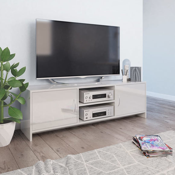 NNEVL TV Cabinet High Gloss White 120x30x37.5 cm Chipboard