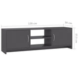 NNEVL TV Cabinet High Gloss Grey 120x30x37.5 cm Chipboard