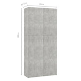NNEVL Shoe Cabinet Concrete Grey 80x35.5x180 cm Chipboard