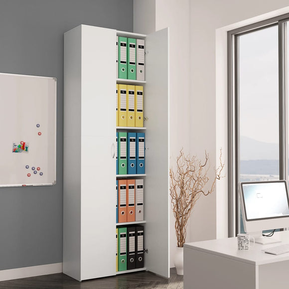 NNEVL Office Cabinet White 60x32x190 cm Chipboard