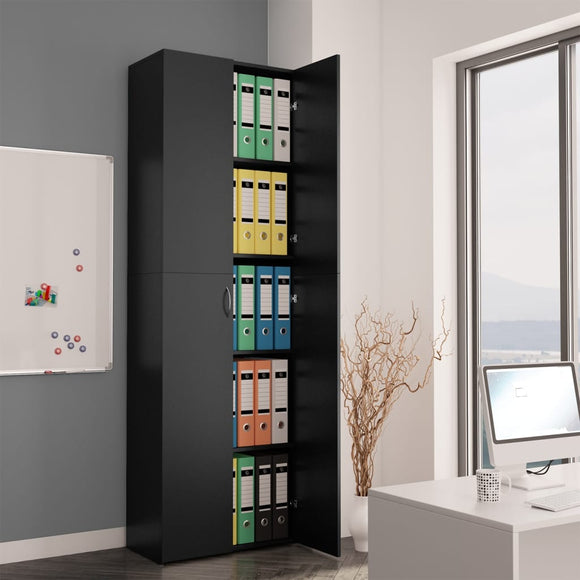 NNEVL Office Cabinet Black 60x32x190 cm Chipboard