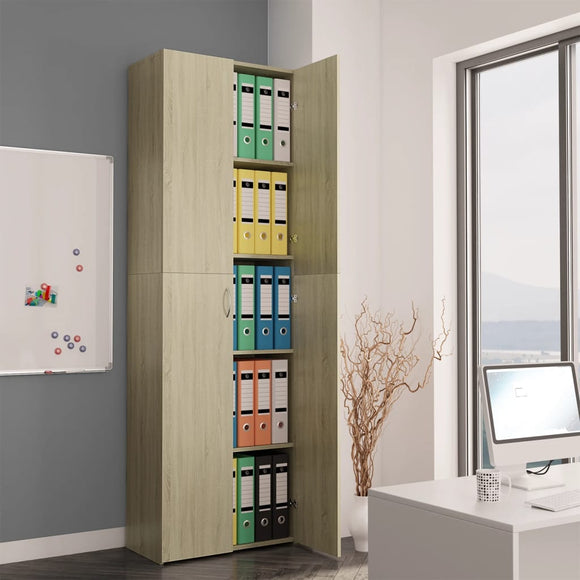NNEVL Office Cabinet Sonoma Oak 60x32x190 cm Chipboard