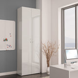 NNEVL Office Cabinet High Gloss White 60x32x190 cm Chipboard