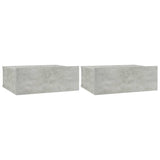 NNEVL Floating Nightstands 2 pcs Concrete Grey 40x30x15 cm Chipboard