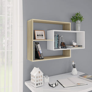 NNEVL Wall Shelves White and Sonoma Oak 104x20x58.5 cm Chipboard