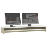 NNEVL Monitor Stand White and Sonoma Oak 100x24x13 cm Chipboard