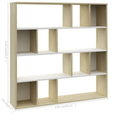 NNEVL Room Divider/Book Cabinet White and Sonoma Oak 110x24x110 cm Engineered Wood