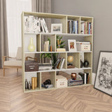 NNEVL Room Divider/Book Cabinet White and Sonoma Oak 110x24x110 cm Engineered Wood