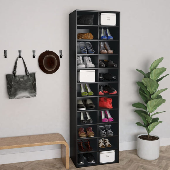 NNEVL Shoe Cabinet Black 54x34x183 cm Chipboard