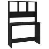 NNEVL Desk with Shelves Black 110x45x157 cm Engineered Wood