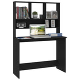 NNEVL Desk with Shelves Black 110x45x157 cm Engineered Wood
