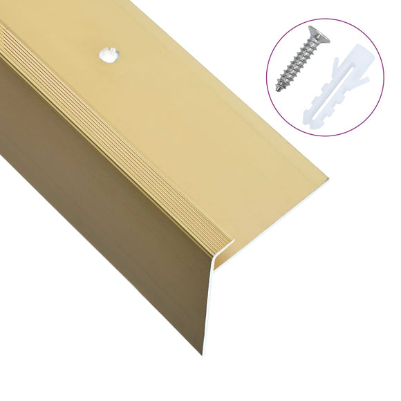 NNEVL F-shape Stair Nosings 15 pcs Aluminium 90 cm Gold