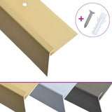 NNEVL F-shape Stair Nosings 15 pcs Aluminium 134 cm Gold
